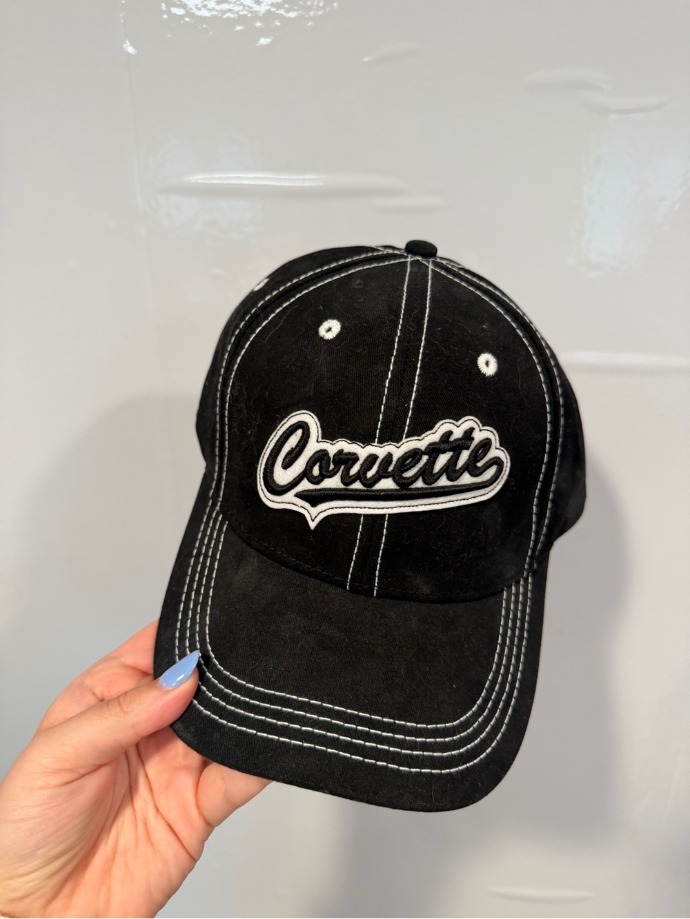 Corvette Black Baseball Cap with‎ White Stitching